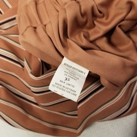 Sienna Sky Long Romper Pinstriped Nude Pink Wide Leg, Tie Waist, Flowy, Wrap Top - Picture 7 of 11